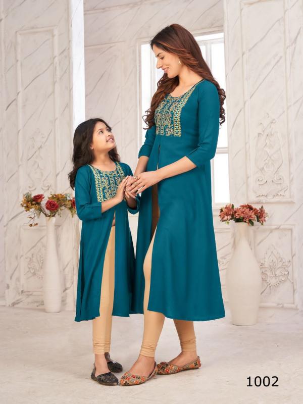 Blue Hills Emotion Combo Of Mother And Daughter Rayon Kurti Collection